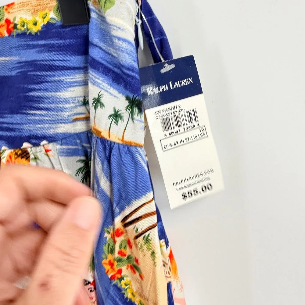Ralph Lauren NWT Skirt Blue 16 Hawaiian Tropical Hula Girl Mini Novelty Print - Picture 6 of 6